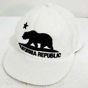 California Republic Bear Logo Hat Cap Snapback Adjustable White Outdoors‎ Casual
